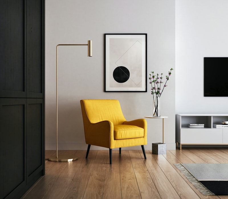 Living room with a television unit and armchair